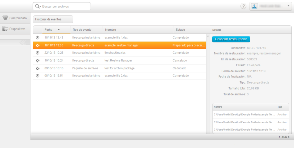 Historial de descargas 
