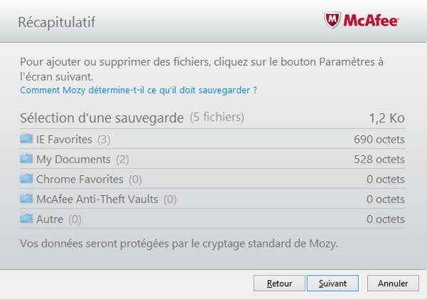 Fenêtre Récapitulatif 

				  